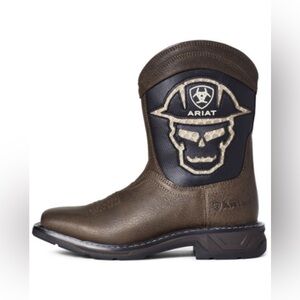 ARIAT BOYS' WORKHOG® VENTTEK SKULL WESTERN BOOTS - SQUARE TOE